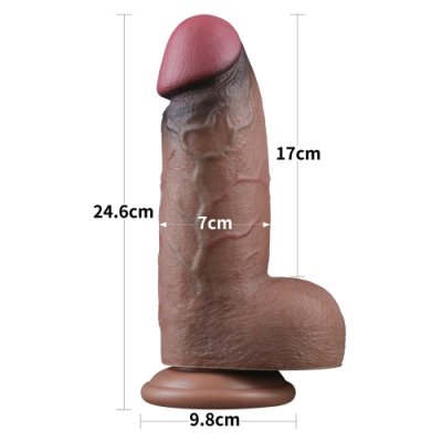 DILDO XXL PLATINO 25CM SILICONA DOBLE CAPA