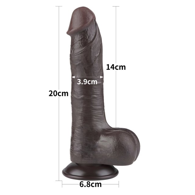 Dildo Negro Piel Deslizante 20 cm